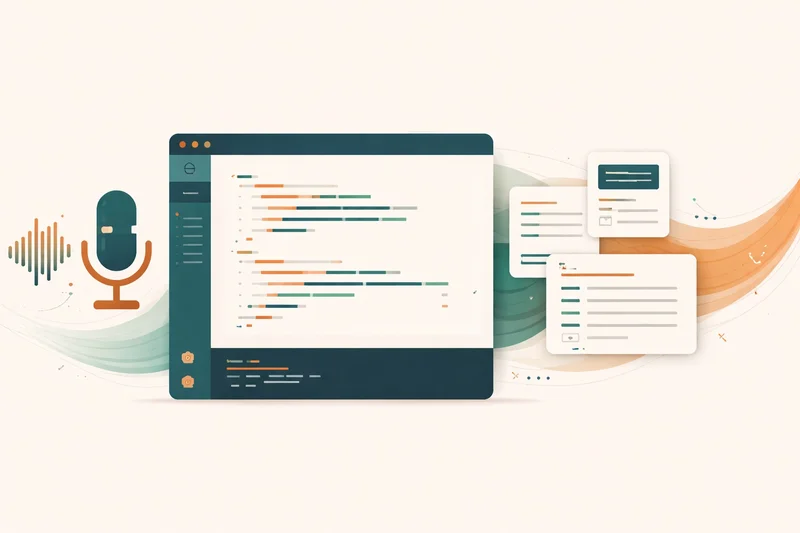 Developer using voice dictation to write documentation and debug code