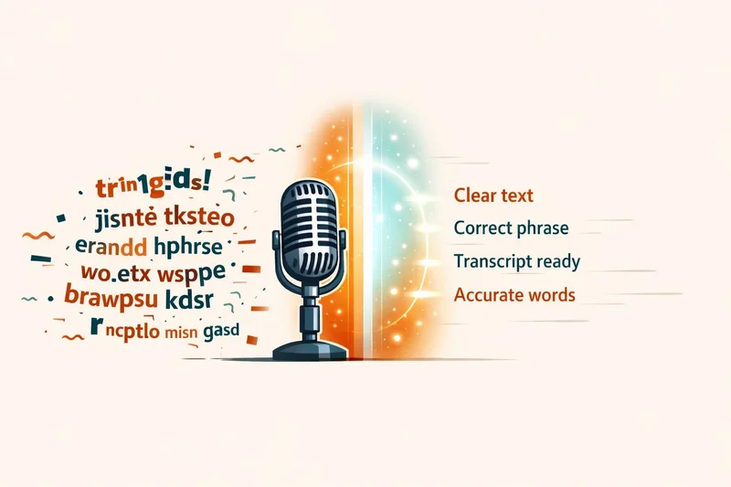 Frustrated user looking at voice dictation errors on screen